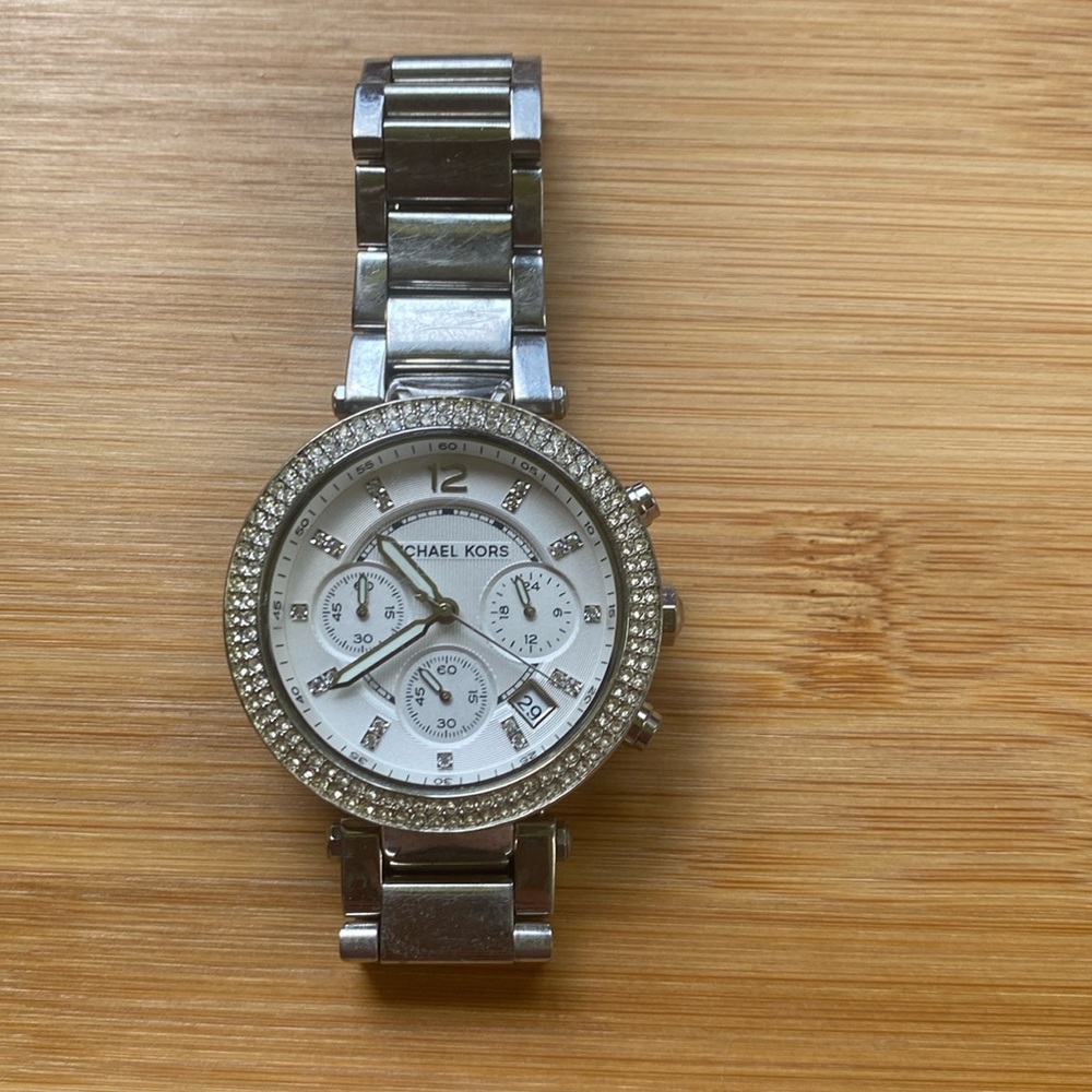 Michael Kors silver watch with diamond detail